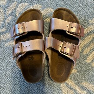 kids pink shimmery birkenstocks